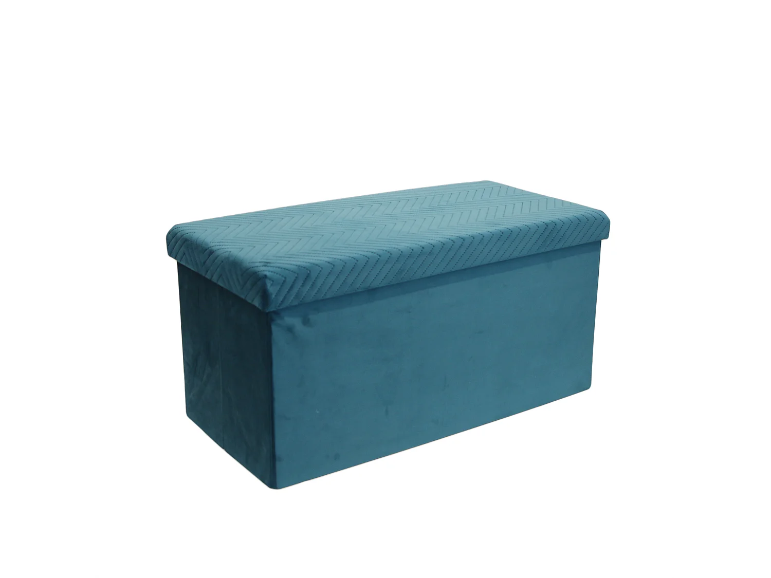 Coffre Banc Pliable Velours A Motif Bleu Bleu