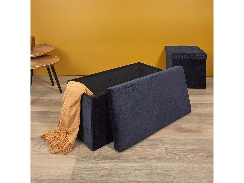 Banc Pliable & Coffre "Rétro" 76cm Bleu Nuit