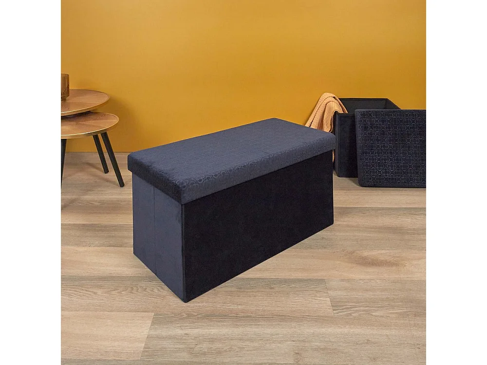 Banc Pliable & Coffre "Rétro" 76cm Bleu Nuit