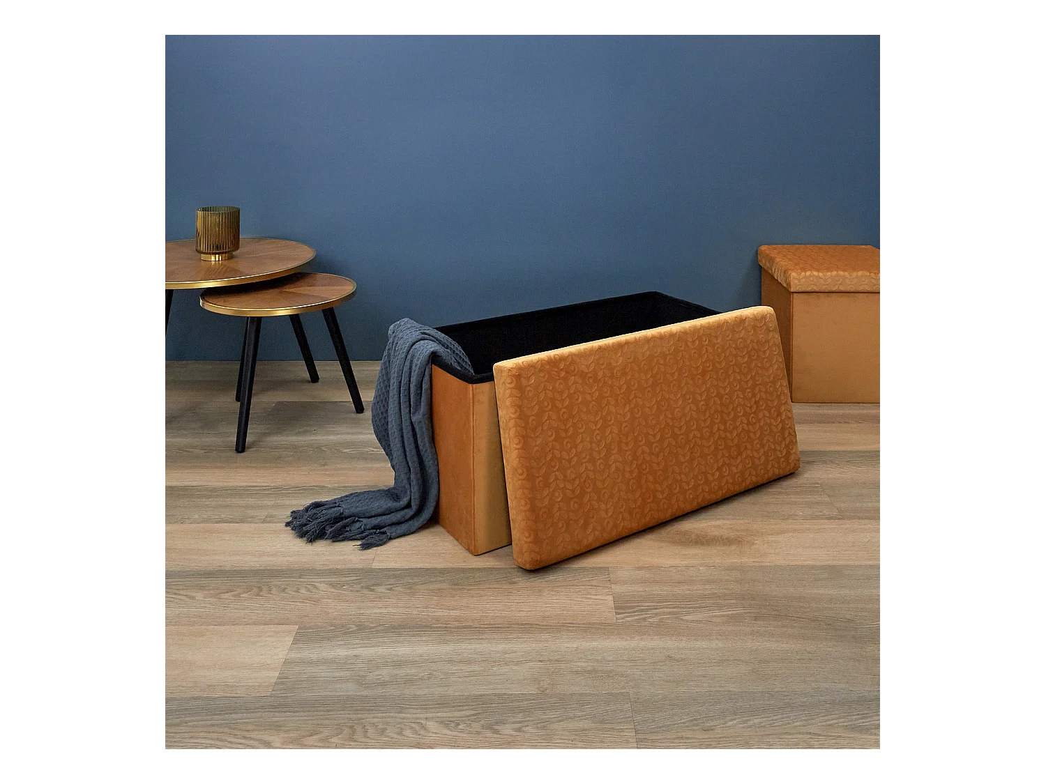 Coffre Banc Pliable Retro Moutarde Jaune