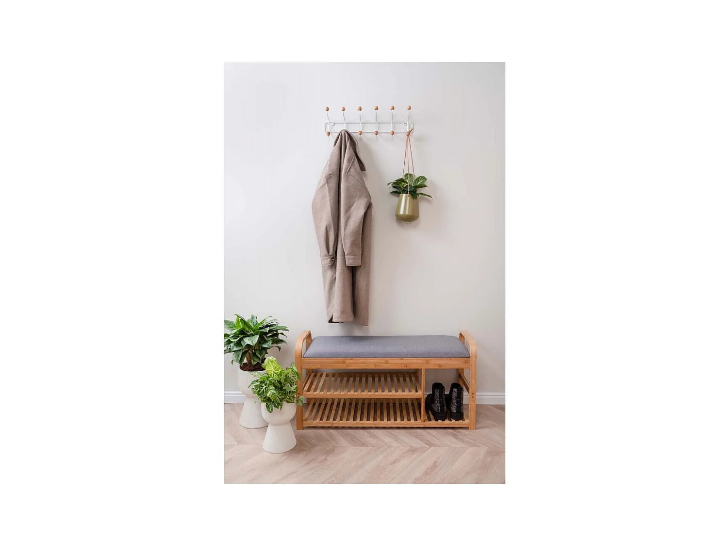 Banc en bambou avec étagères Arch