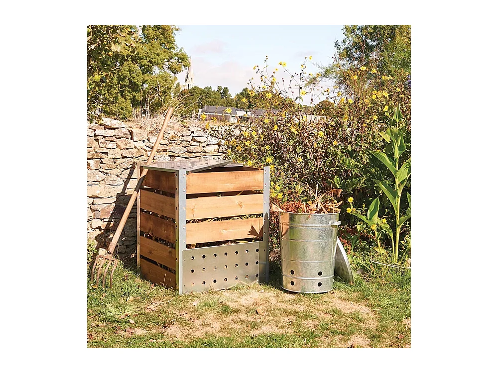 Silo per compost in acciaio e legno 470L