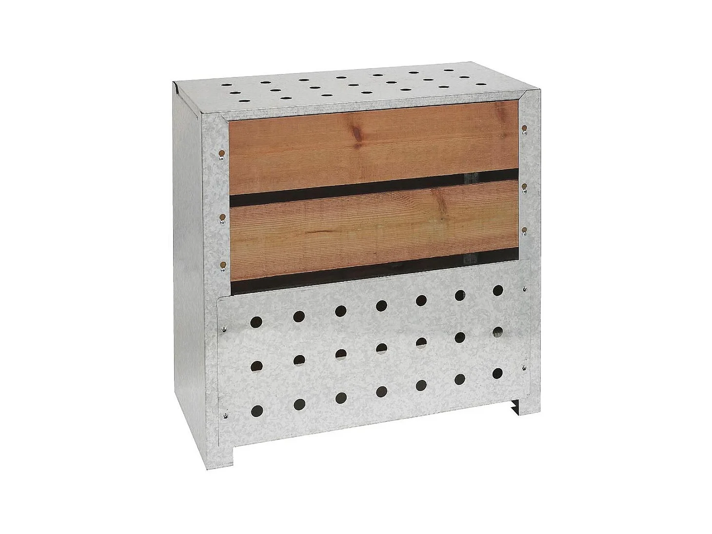 Bidone per il compost in acciaio e legno 200L