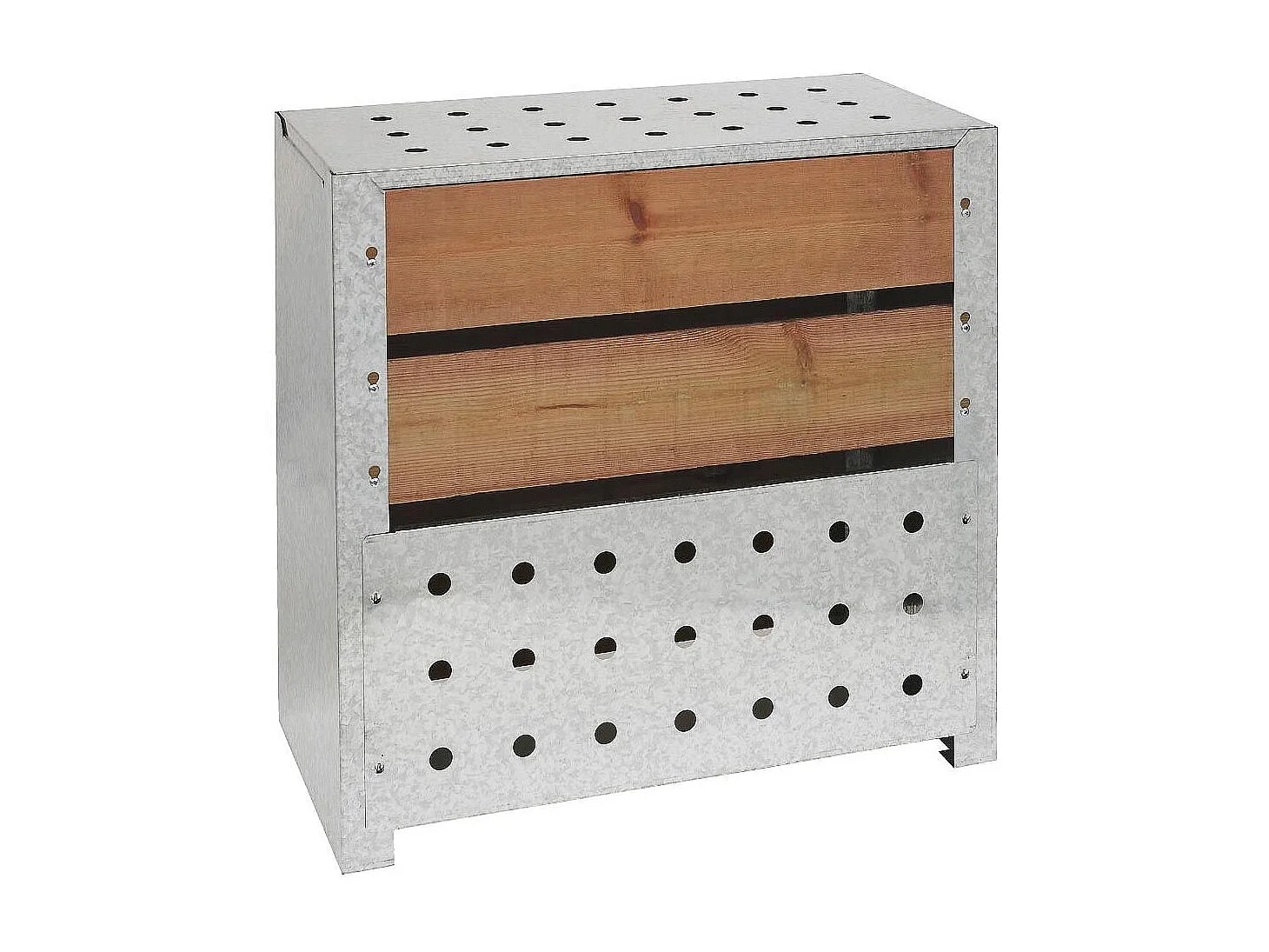 Cubo de compostaje de acero y madera 200L