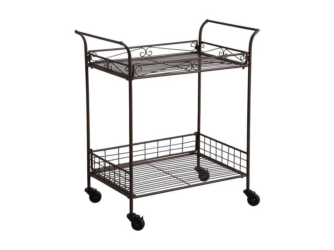 Desserte à roulette en métal vieilli