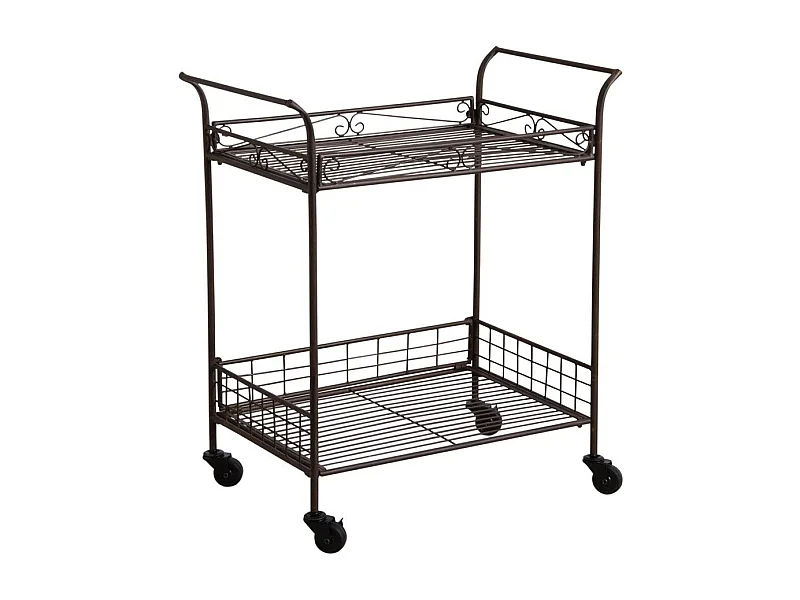 Desserte à roulette en métal vieilli