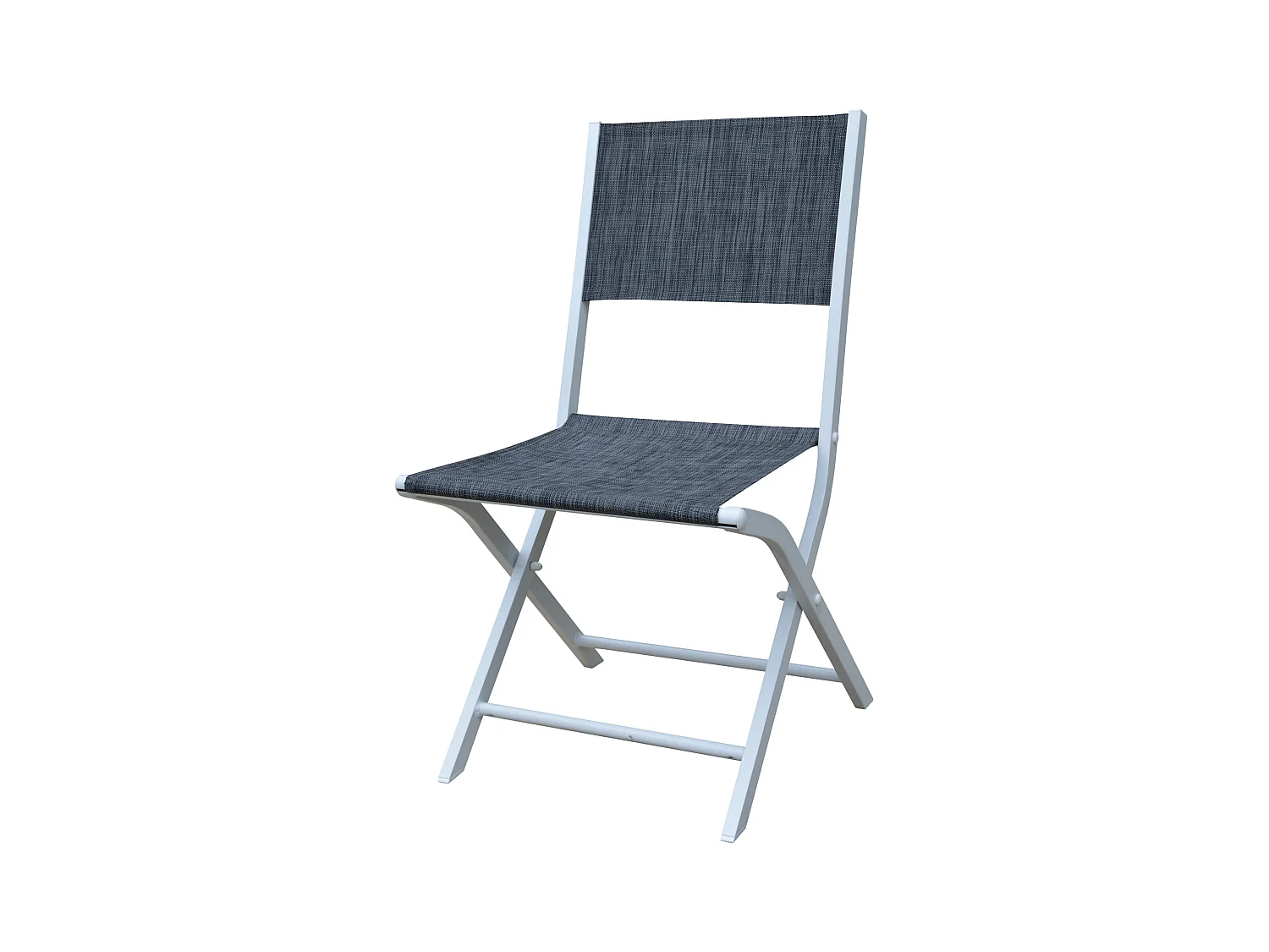 Ensemble MODULO 4/8p en aluminium blanc et verre trempé gris perle avec 4 fauteuils et 4 chaises pliantes