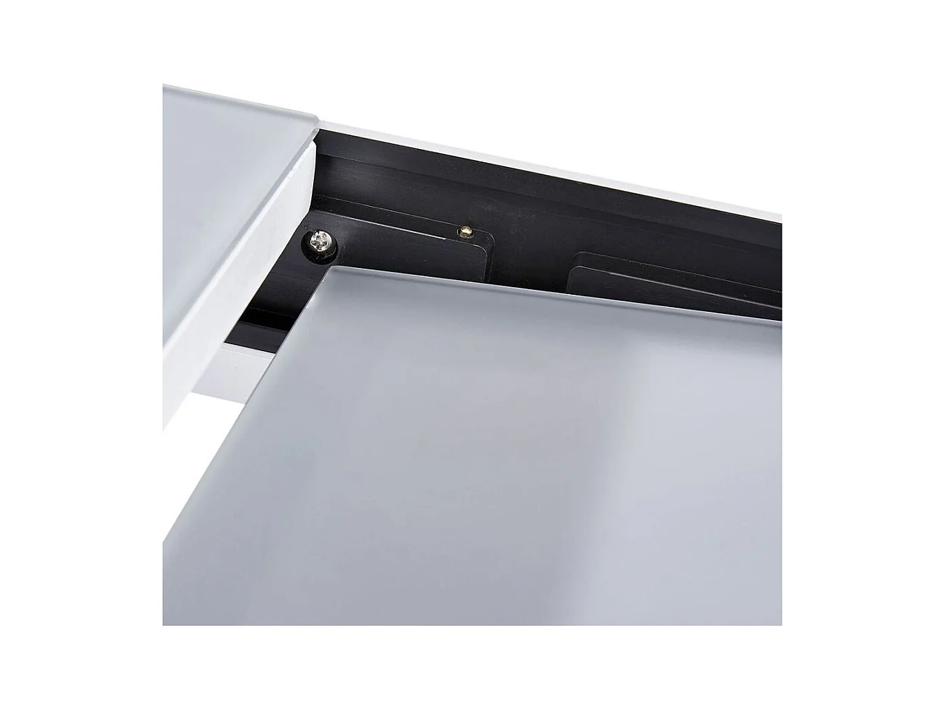 Ensemble MODULO 4/8p en aluminium blanc et verre trempé gris perle avec 4 fauteuils et 4 chaises pliantes