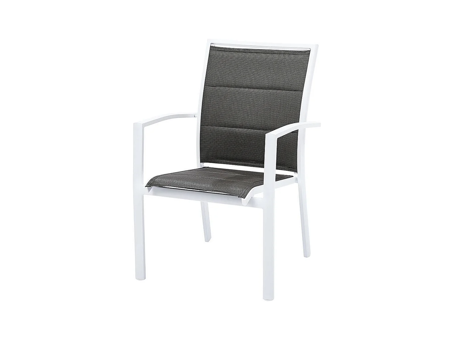 Ensemble MODULO 4/8p en aluminium blanc et verre trempé gris perle avec 4 fauteuils et 4 chaises pliantes