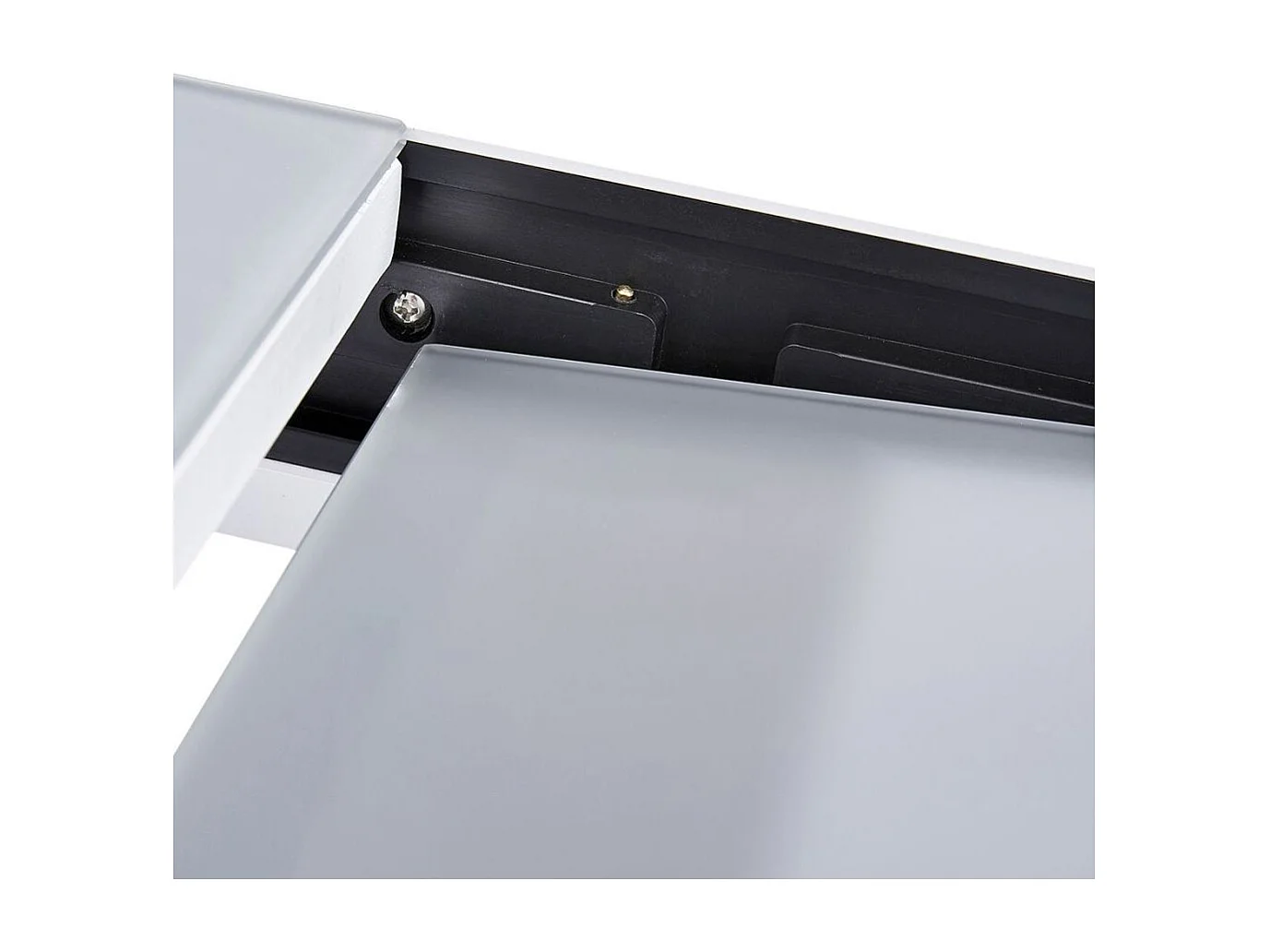 Ensemble MODULO 4/8p en aluminium blanc et verre trempé gris perle avec 4 fauteuils et 4 chaises pliantes