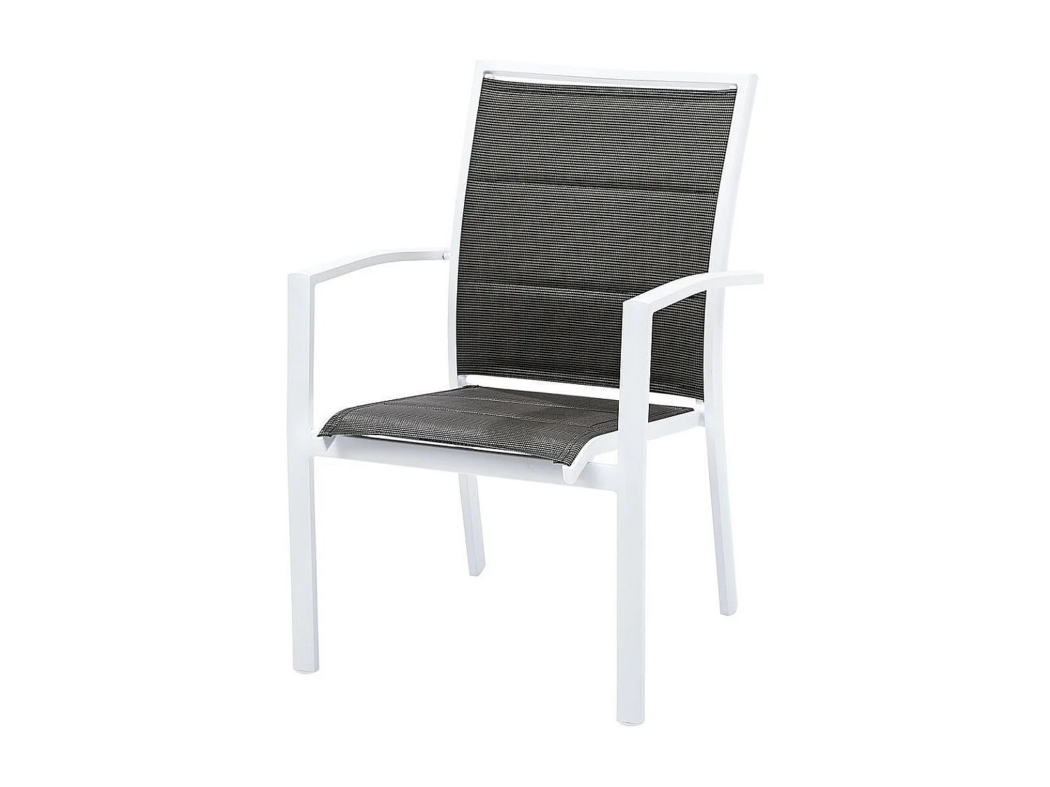 Ensemble MODULO 4/8p en aluminium blanc et verre trempé gris perle avec 4 fauteuils et 4 chaises pliantes