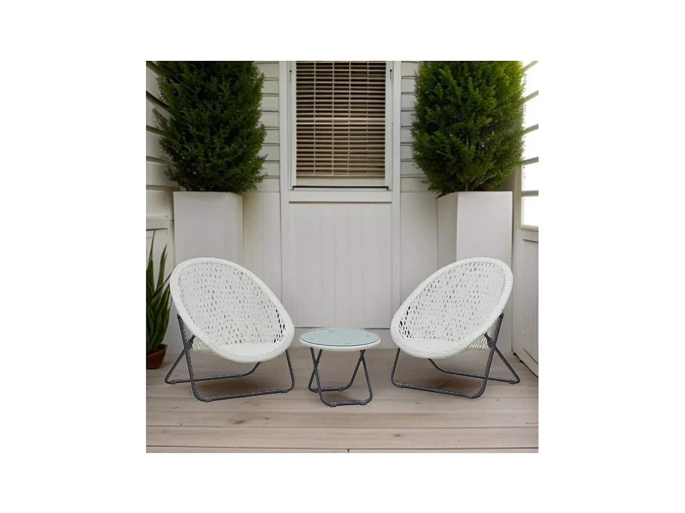 Salon de jardin en polyrésine et métal Kent