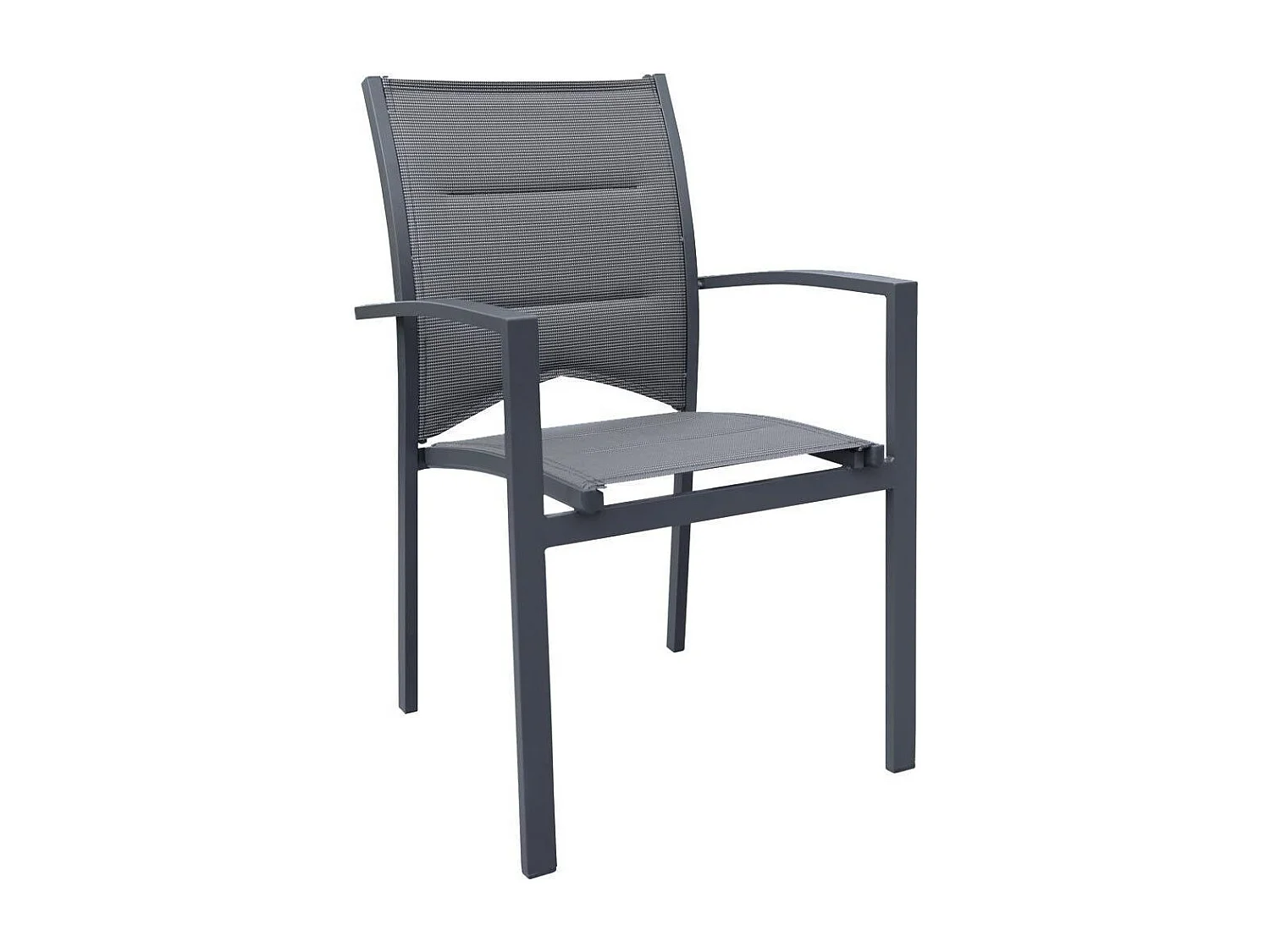 Ensemble MODULO 4/8p en aluminium blanc et verre décors bois avec 4 fauteuils en textilène