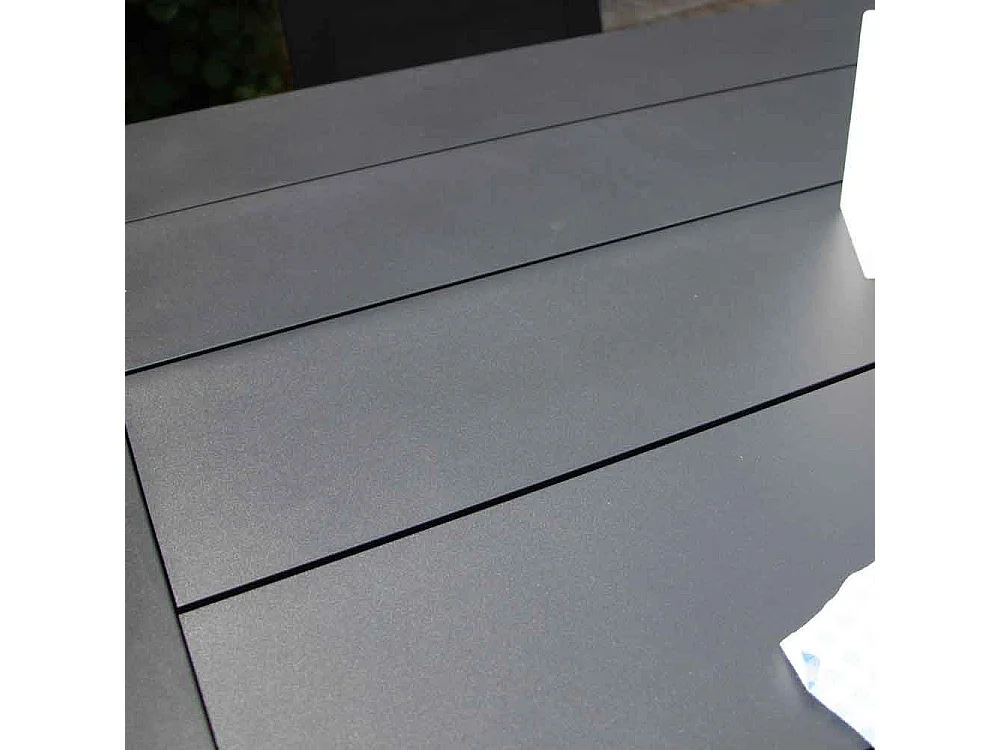 Ensemble IBIZA 6/8p en aluminium gris/noir et 8 fauteuils en textilène