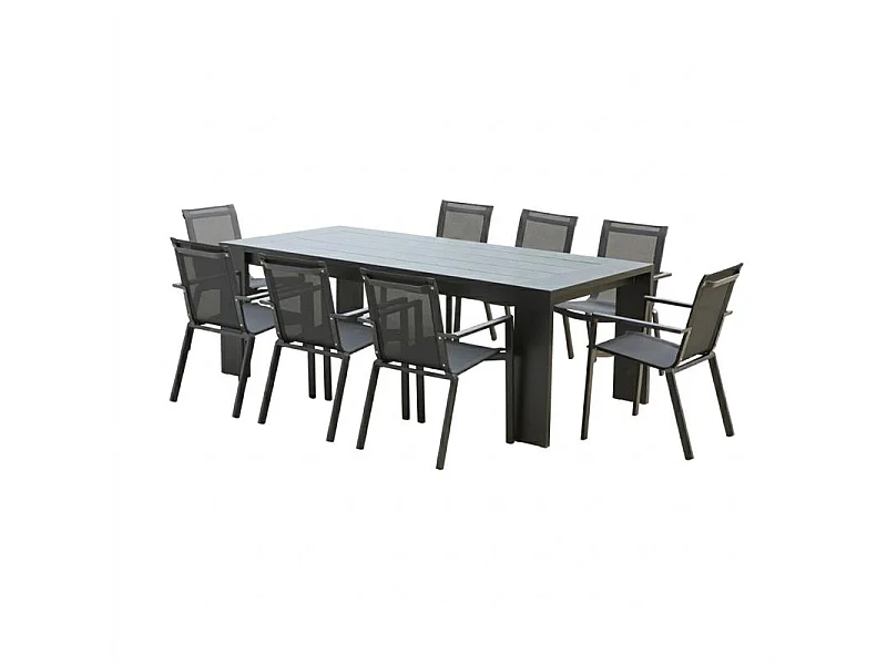 Ensemble de jardin en aluminium 6/8P IBIZA avec 6 fauteuils