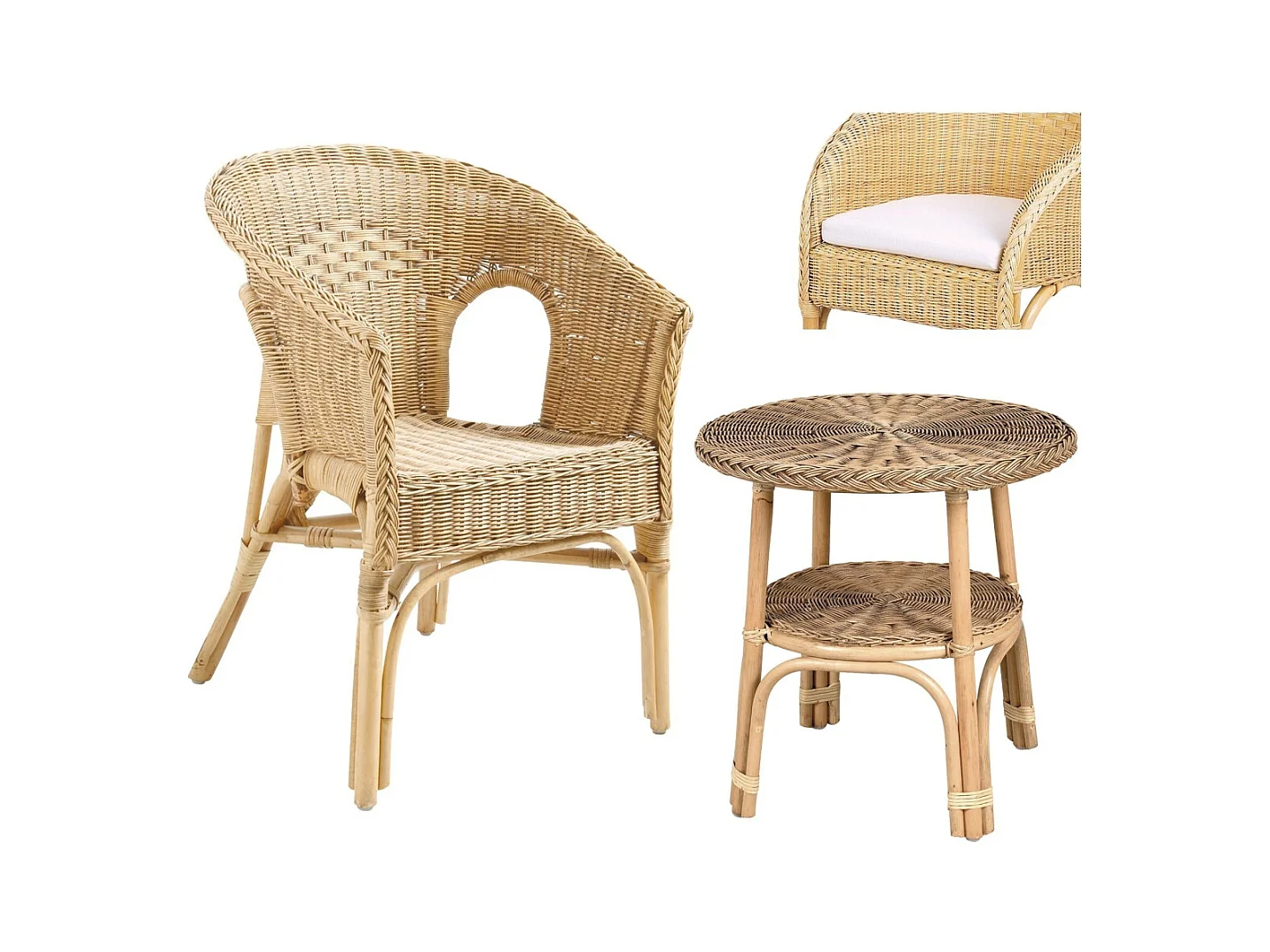 Petit salon en rotin Léa