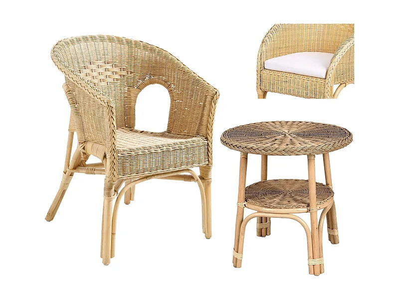 Petit salon en rotin Léa