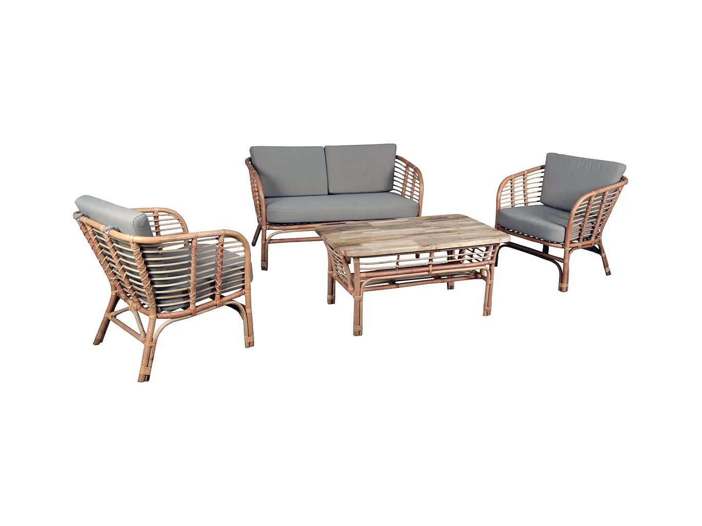 Salon 4 pièces en rotin naturel Natuna