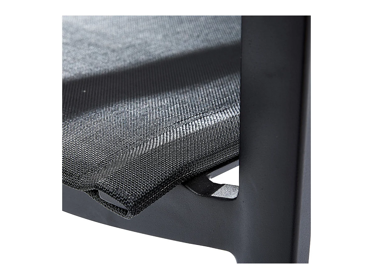 Ensemble IBIZA 8/10p en aluminium gris/noir et 8 fauteuils en textilène