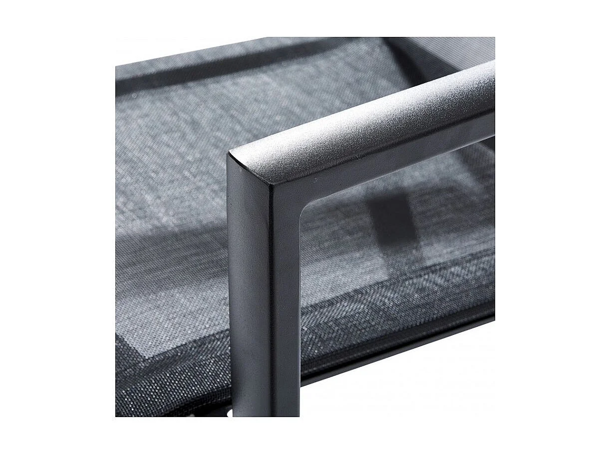 Ensemble IBIZA 8/10p en aluminium gris/noir et 8 fauteuils en textilène