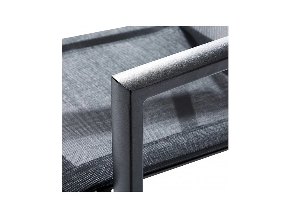 Ensemble IBIZA 8/10p en aluminium gris/noir et 8 fauteuils en textilène