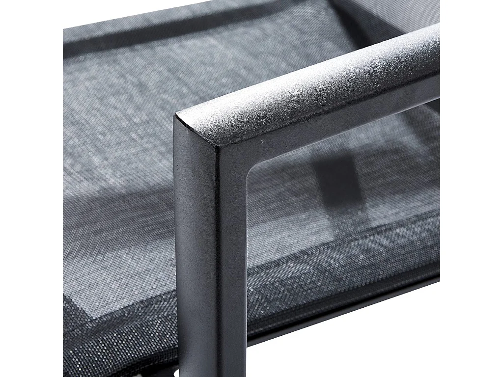 Ensemble IBIZA 8/10p en aluminium gris/noir et 8 fauteuils en textilène