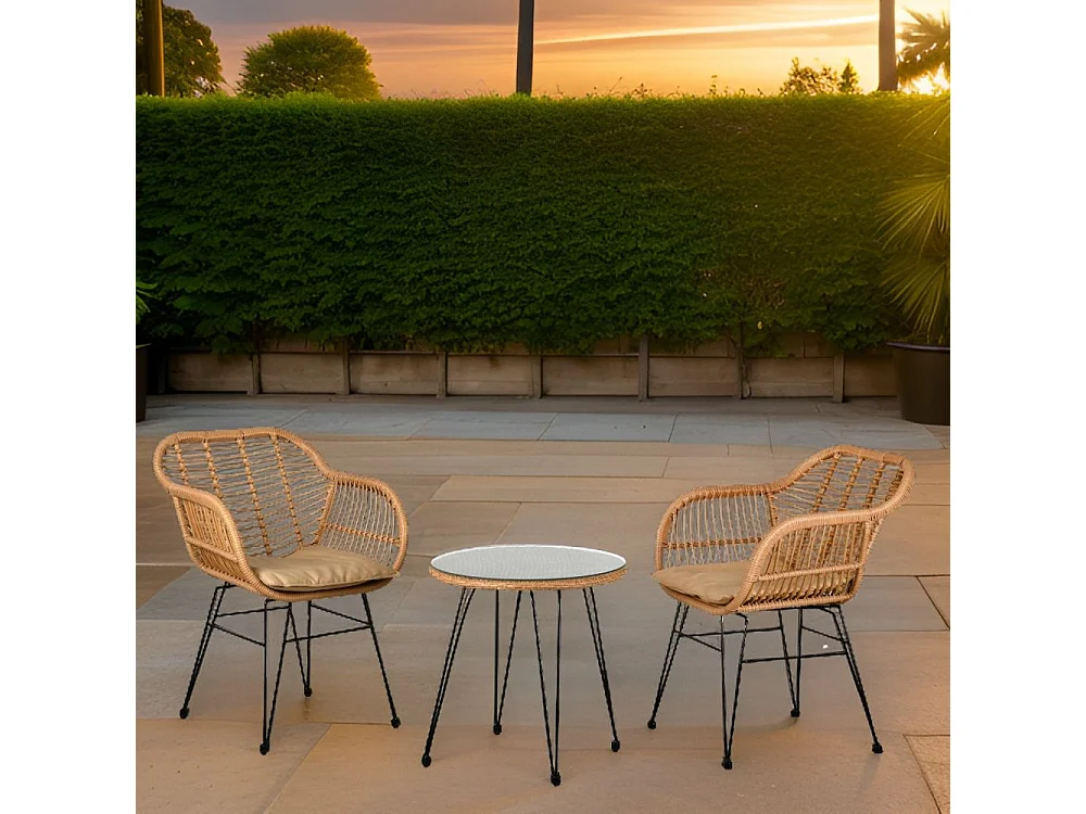 Salon 3 pièces en rotin synthétique Eden