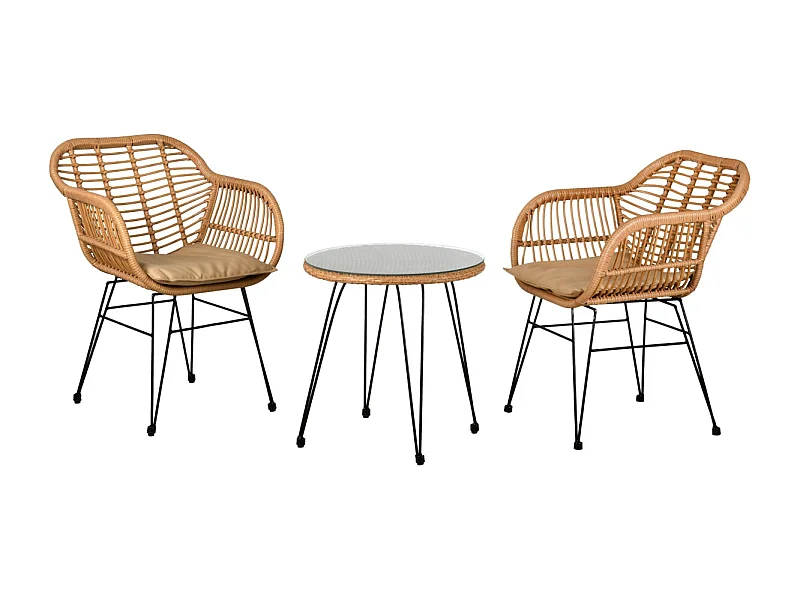 Salon 3 pièces en rotin synthétique Eden