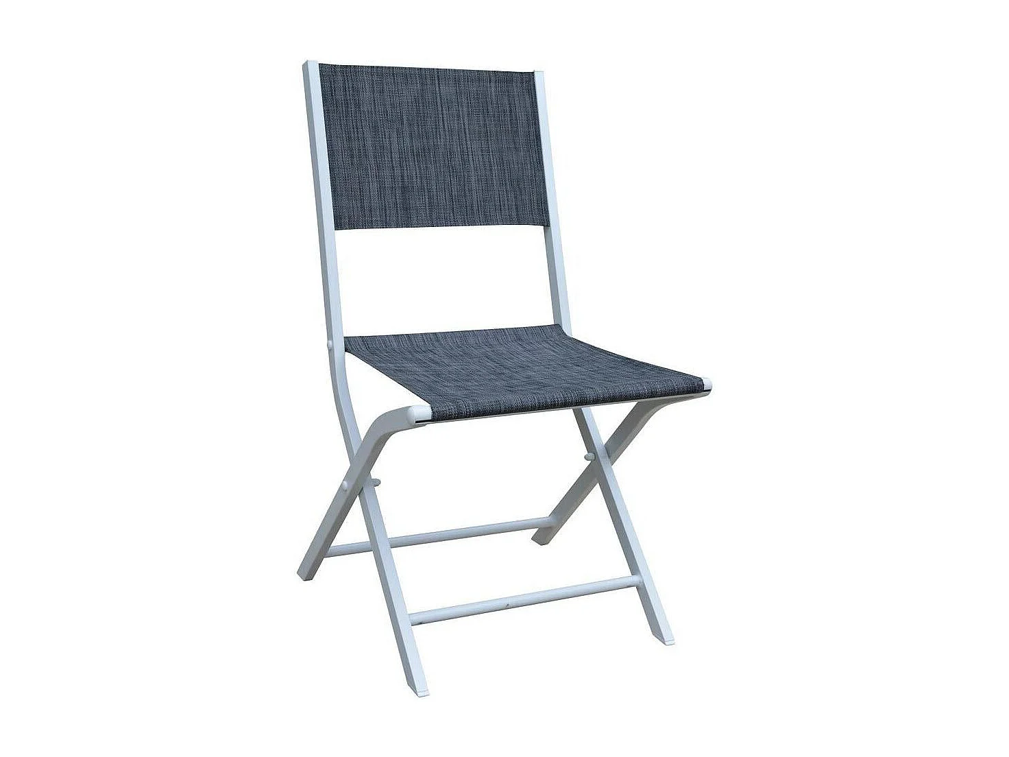 Ensemble MODULO 4/8p en aluminium blanc et verre décors bois avec 4 fauteuils en textilène et 4 chaises pliantes