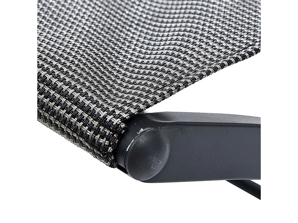 Ensemble MODULO 4/8p en aluminium blanc et verre décors bois avec 4 fauteuils en textilène et 4 chaises pliantes