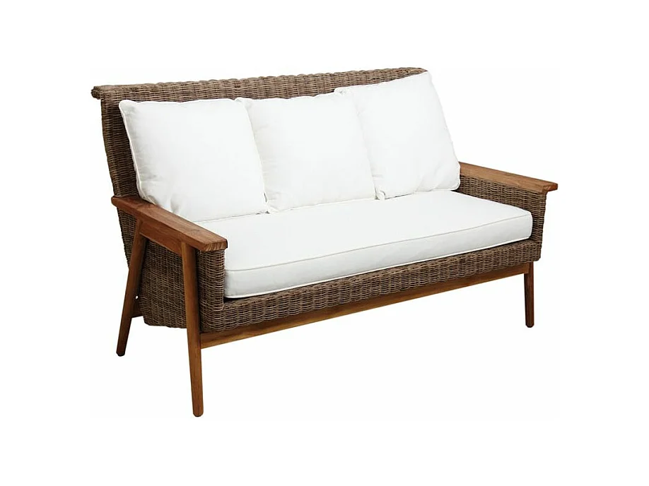 Salon WELLINGTON en poelet gris et teck (Lot de 4)