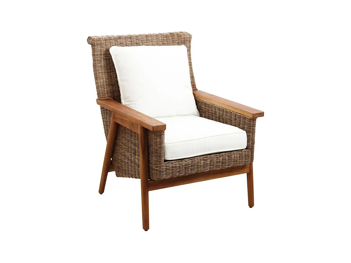 Salon WELLINGTON en poelet gris et teck (Lot de 4)