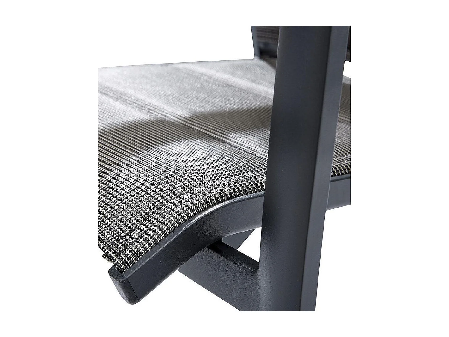 Ensemble MODULO 4/8p en aluminium gris et verre modulable et 4 fauteuils aluminium et assise en textilène