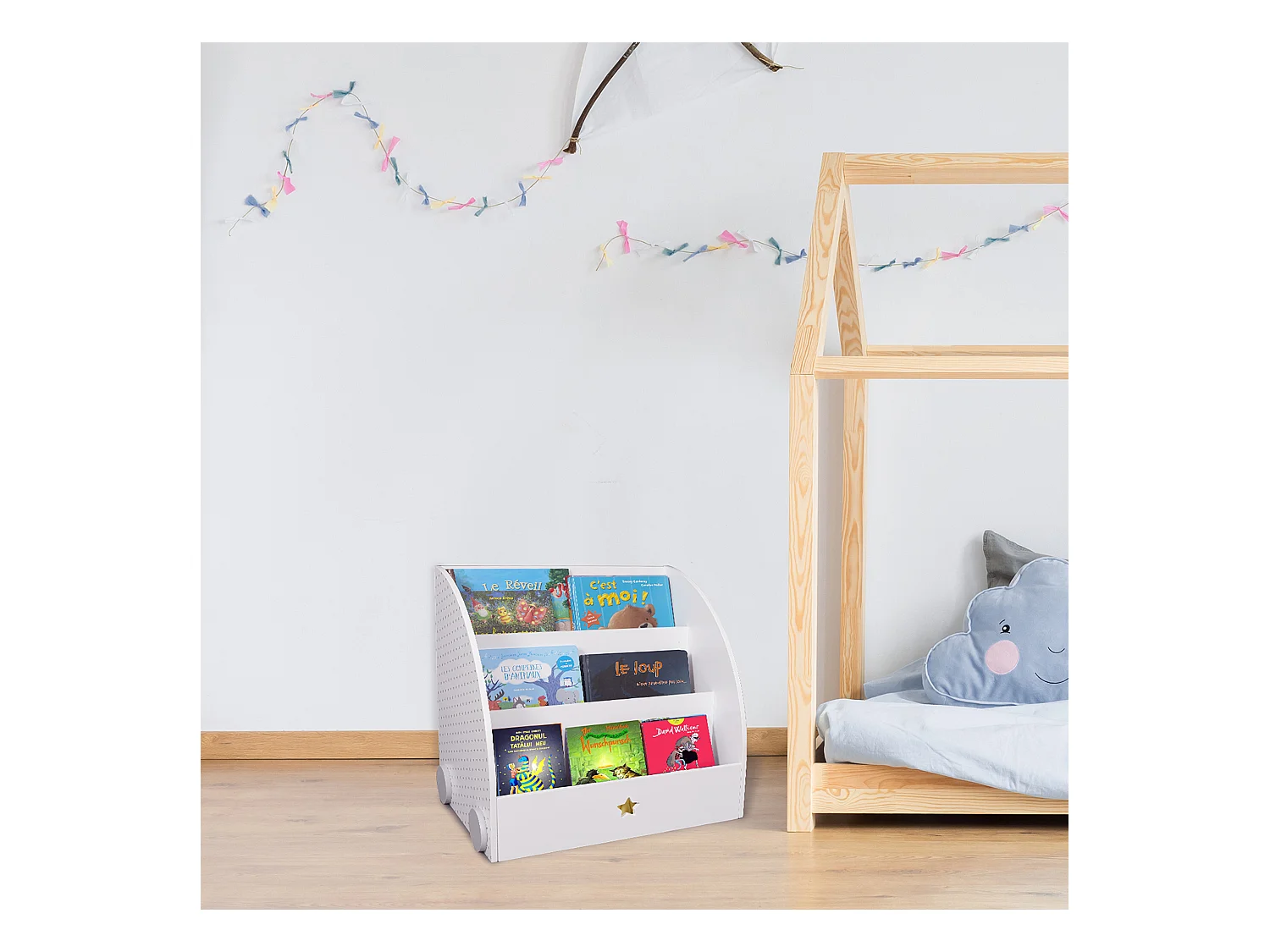 Bibliothèque Enfant Deco "Maeva" 64cm Blanc