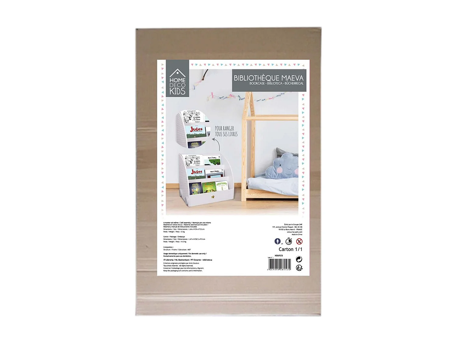 Bibliothèque Enfant Deco "Maeva" 64cm Blanc