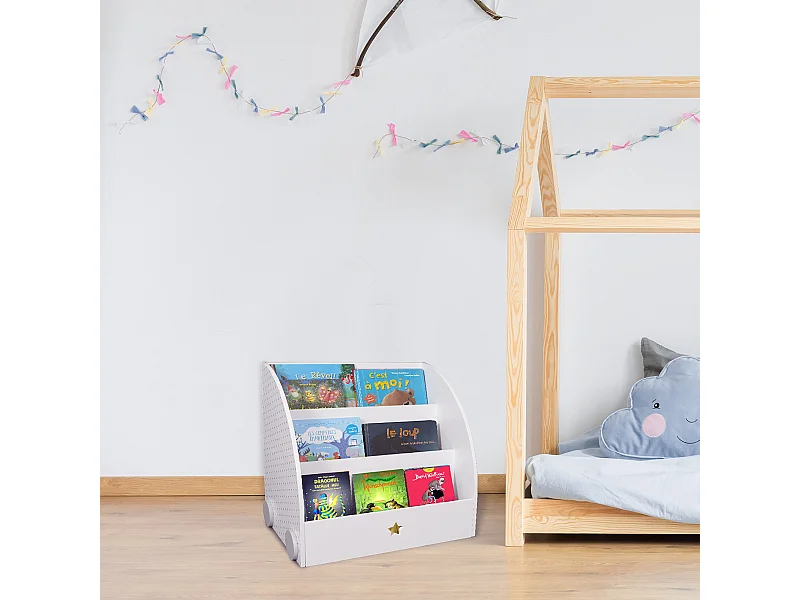 Bibliothèque Enfant Deco "Maeva" 64cm Blanc