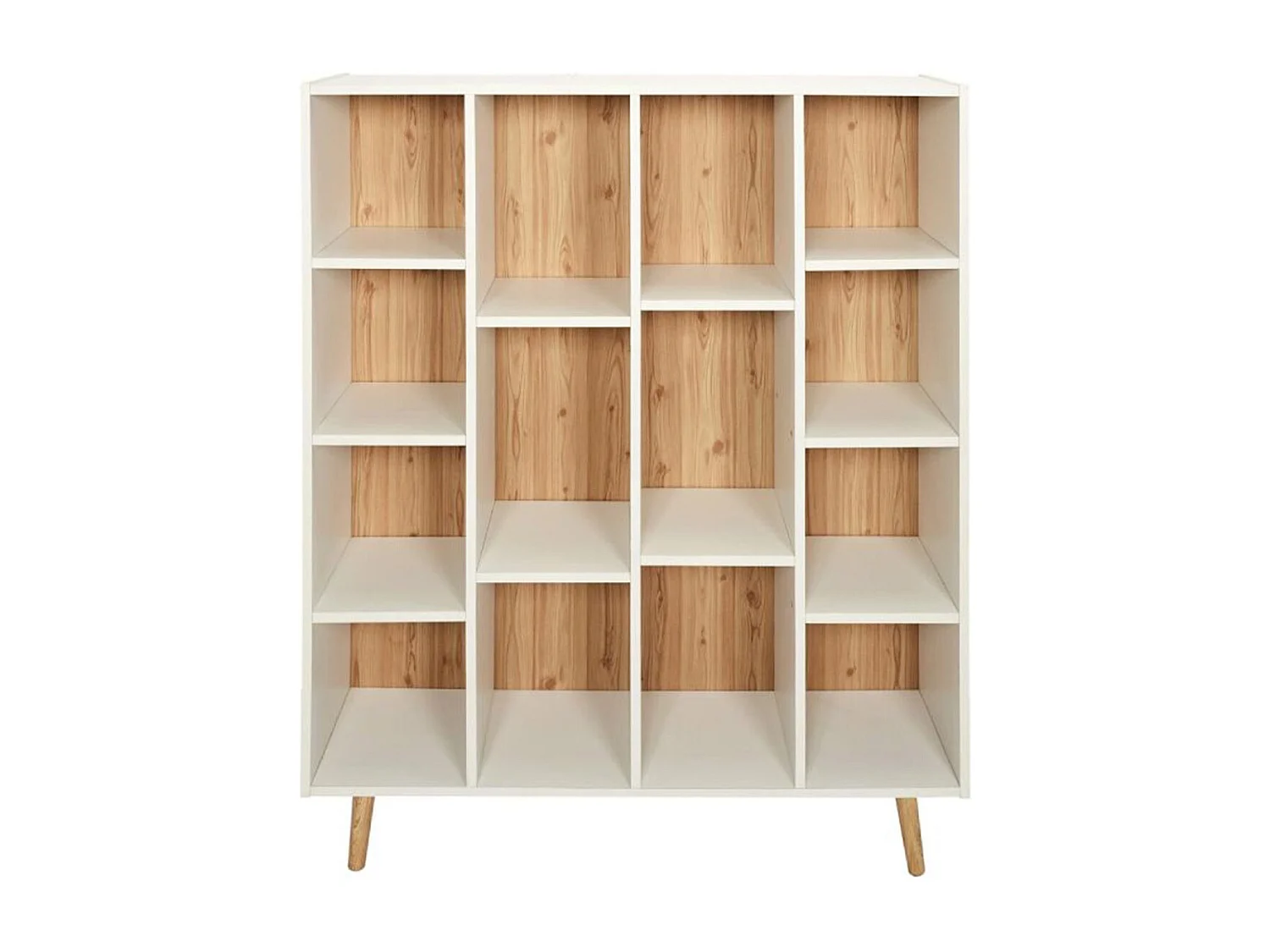 Bibliothèque 14 Casiers "Suzanne" 116cm Blanc