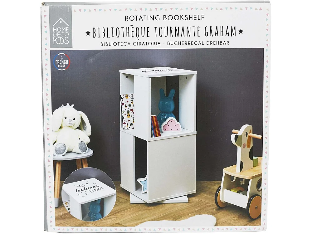 Bibliothèque Tournante "Enfant" 74cm Blanc