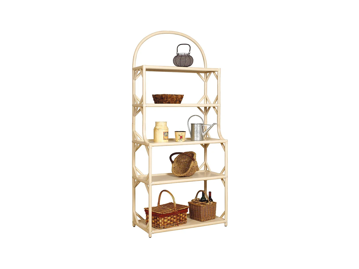 Bibliothèque en rotin cérusé