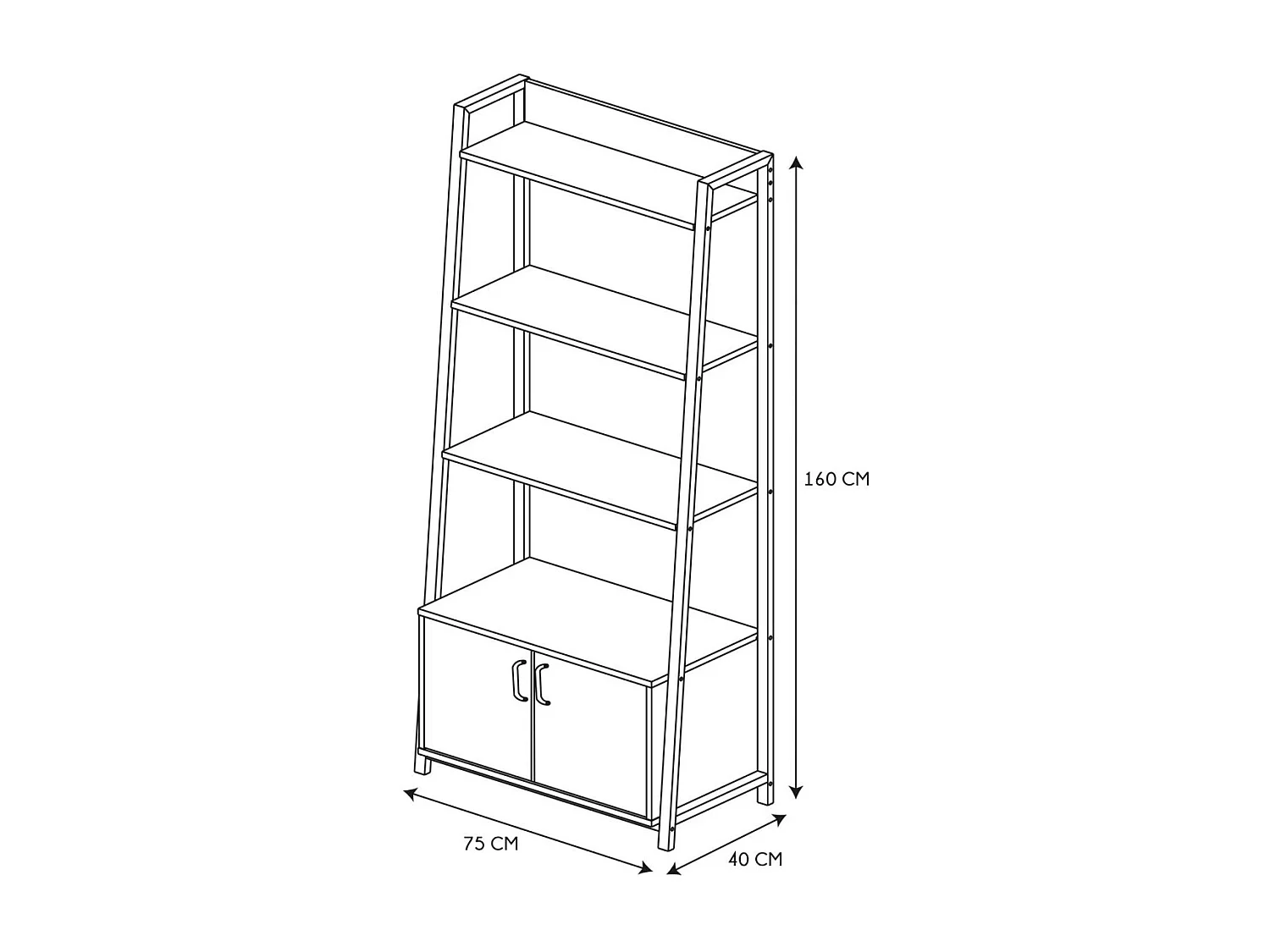 Buffet Bibliotheque Bois Et Metal Marron, Noir