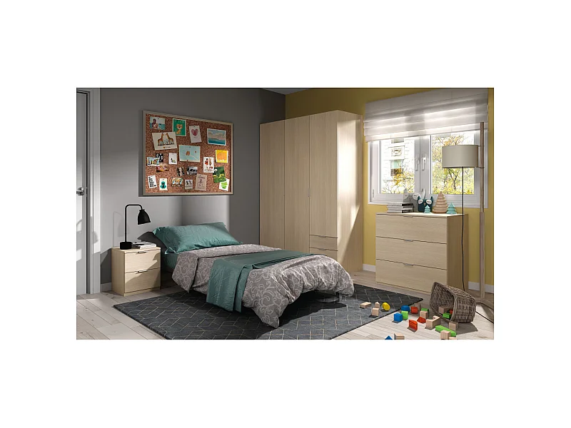 Mesa de cabeceira moderna de carvalho com 2 gavetas 45x38x34 cm quarto