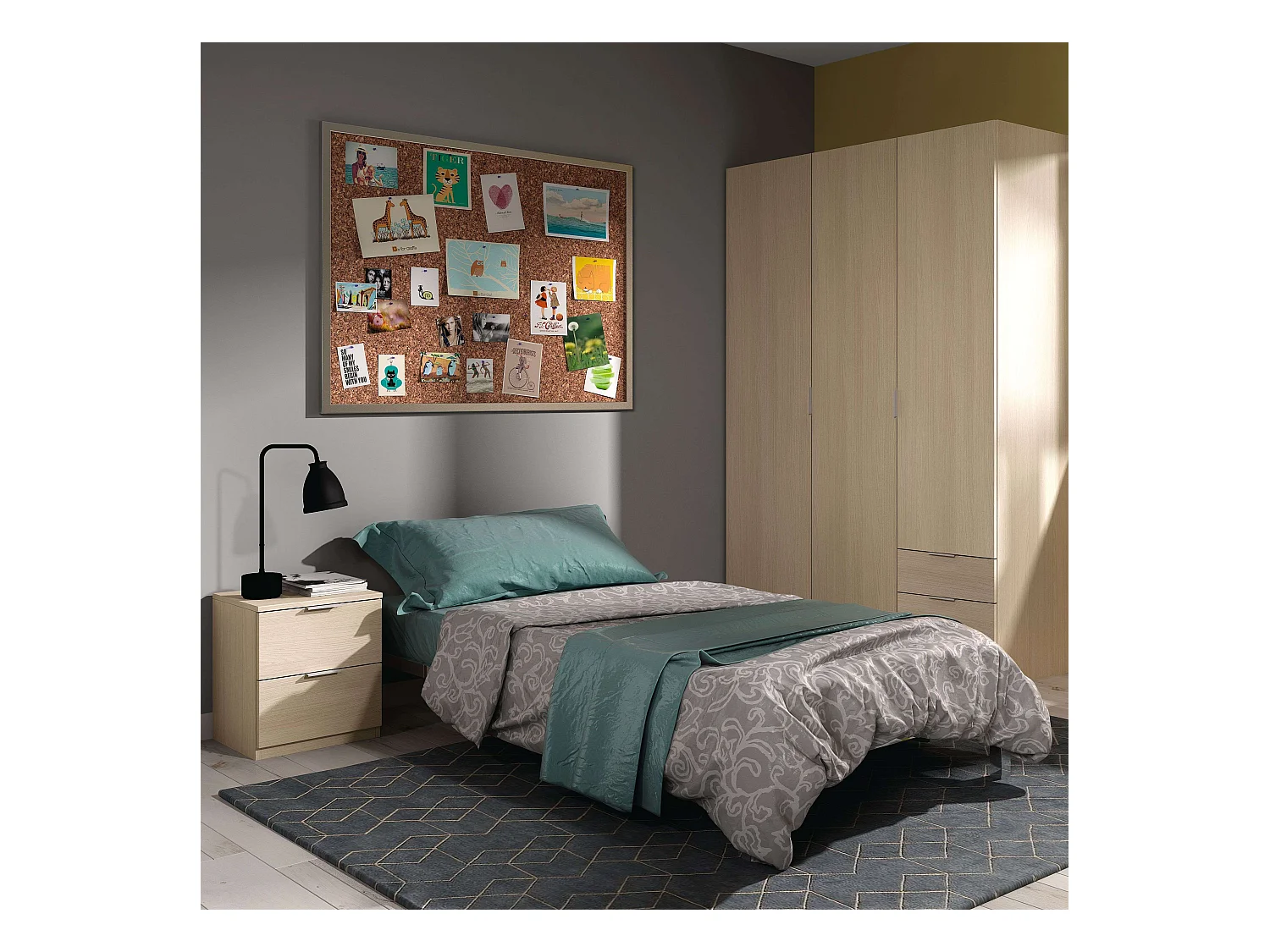 Mesa de cabeceira moderna de carvalho com 2 gavetas 45x38x34 cm quarto