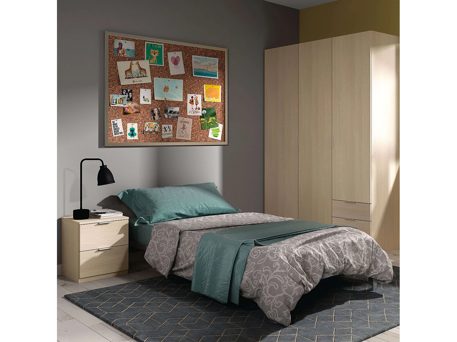 Mesa de cabeceira moderna de carvalho com 2 gavetas 45x38x34 cm quarto