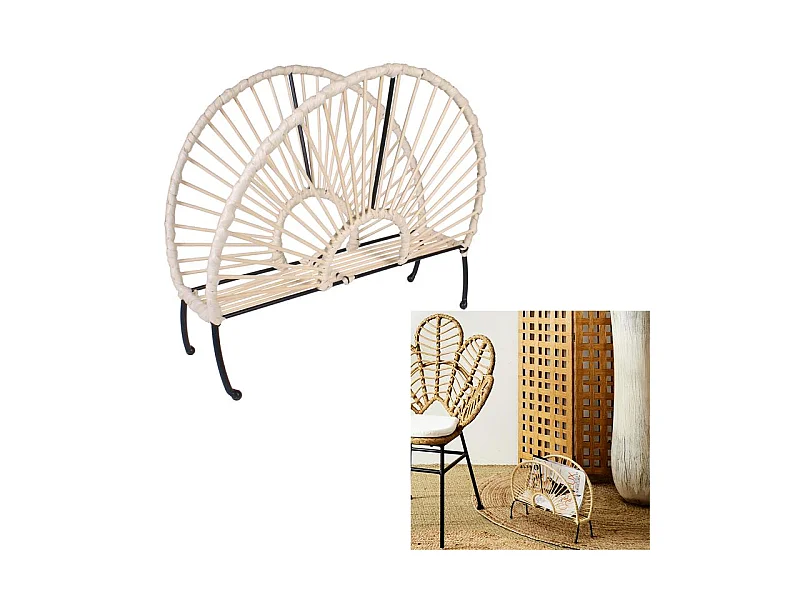 Range Magazines Effet Rotin Beige, Noir