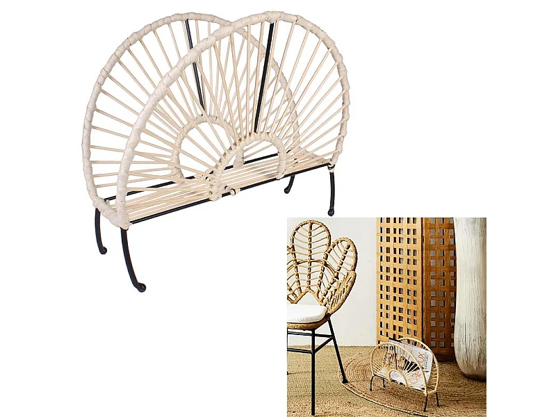 Range Magazines Effet Rotin Beige, Noir