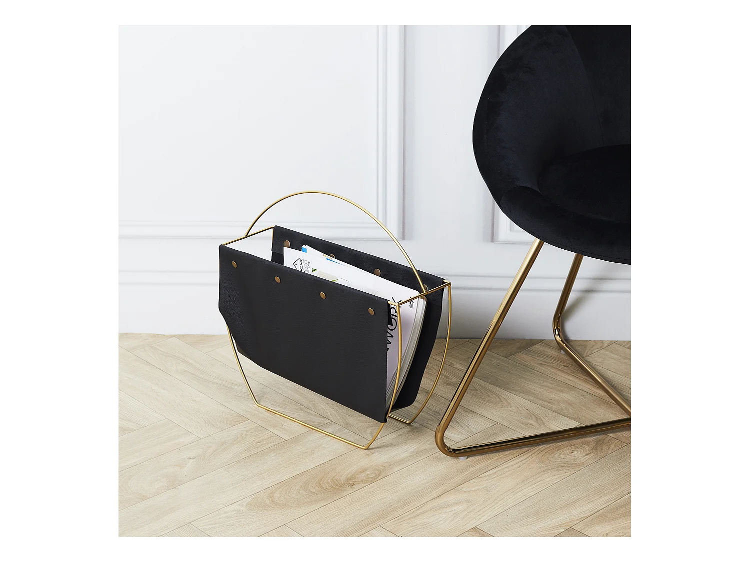 Porte-revues Noir Et Metal Dore Noir, Or