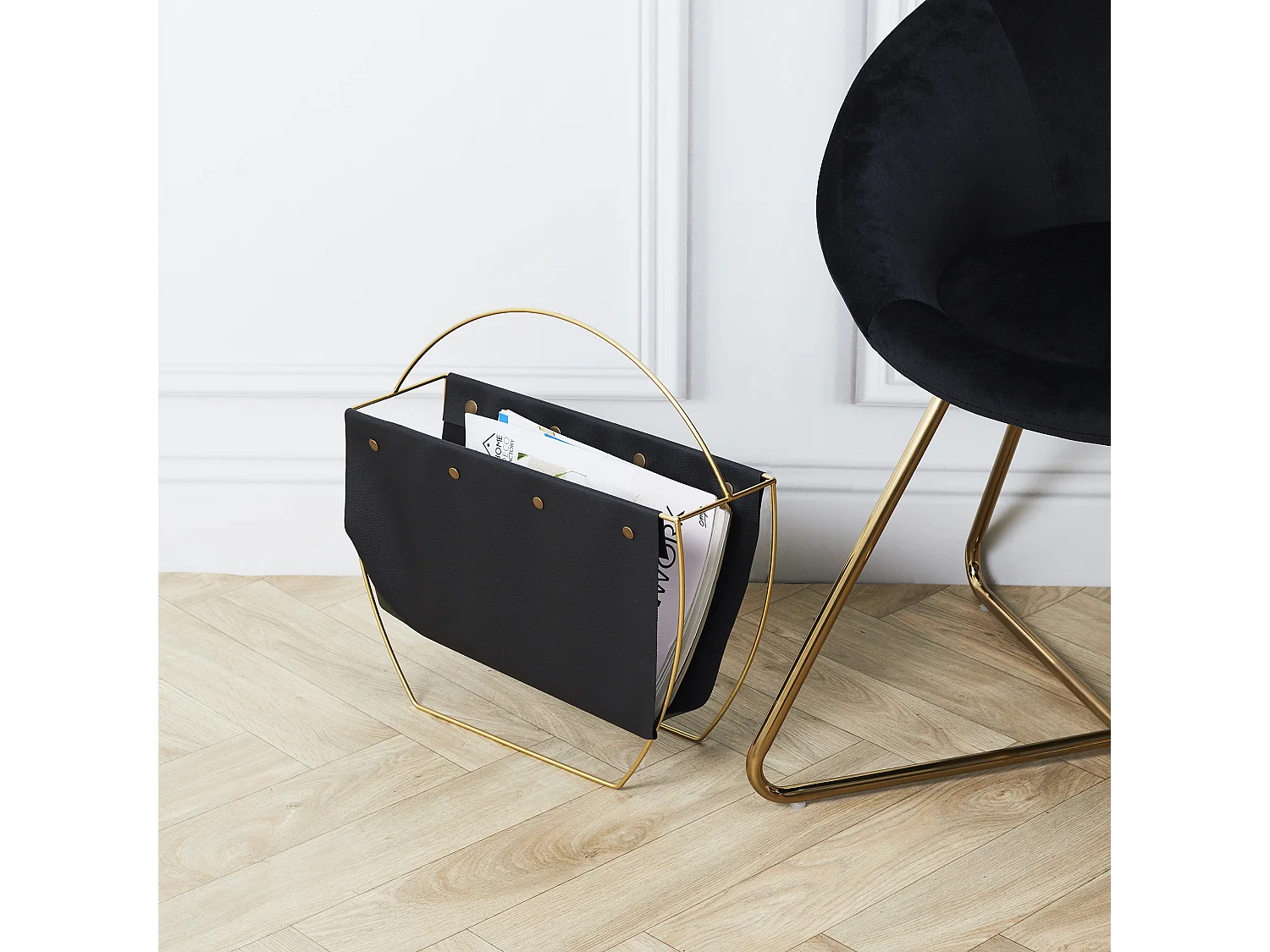 Porte-revues Noir Et Metal Dore Noir, Or