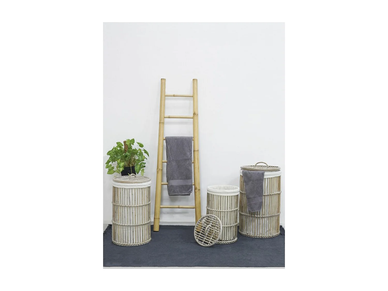 Paniers à linge en poelet gris (Lot de 3)