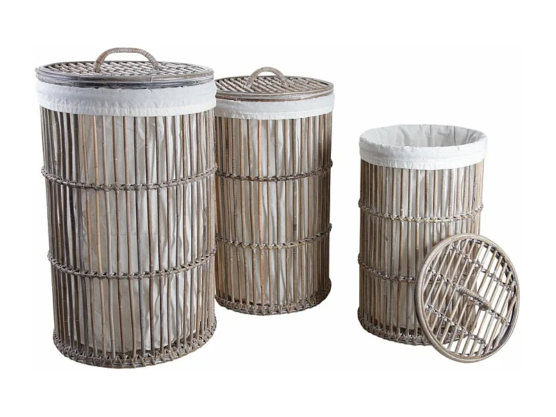 Paniers à linge en poelet gris (Lot de 3)