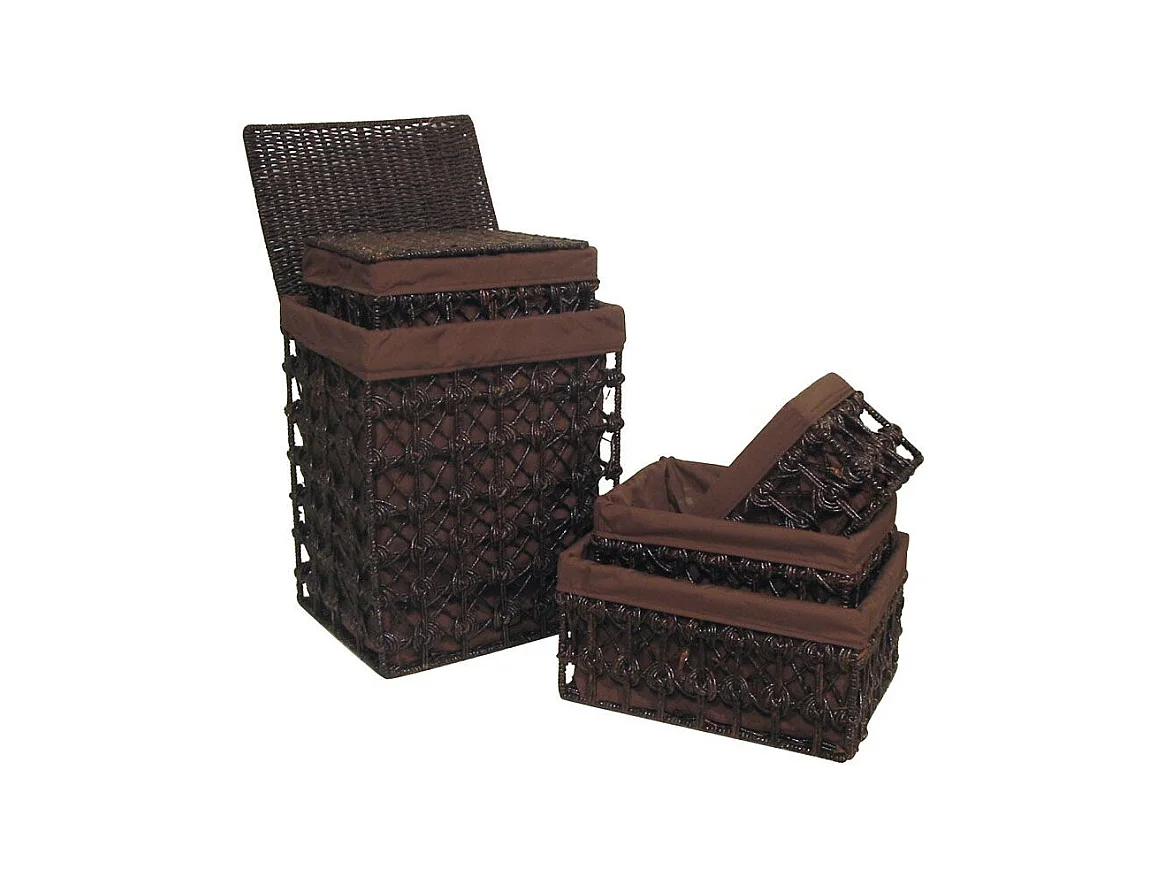 2 paniers à linge + 3 corbeilles en maïs (Lot de 5)